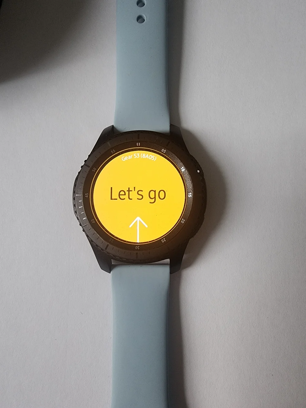 Samsung Galaxy Watch with Light Blue Silicone Band